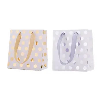 

Small Gift Bags with Ribbon Handles Gold Gift Bag(Metallic Dots 12 Pack Bulk)