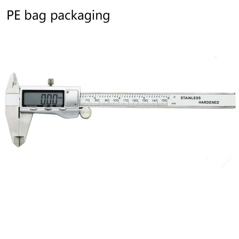PE bag packaging Металл 150 мм Нержавеющая сталь электронный цифровой штангенциркуль с нониусом, микрометр измерительный прибор микрометр 6 дюймов Электронный штангенциркуль - Цвет: PE bag packaging