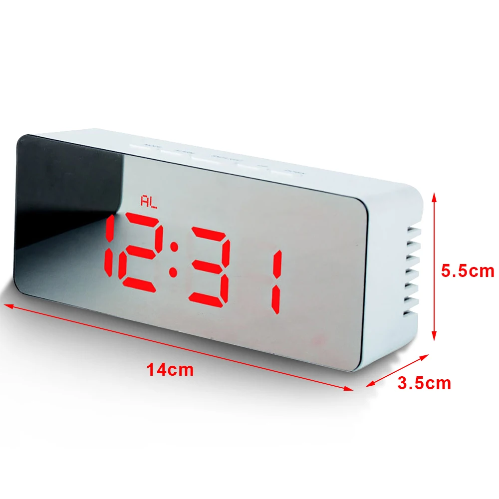 Réveil numérique, grand réveil LED miroir avec 2 ports de charge USB Réveil numérique, grand réveil LED miroir avec 2 ports de charge USB