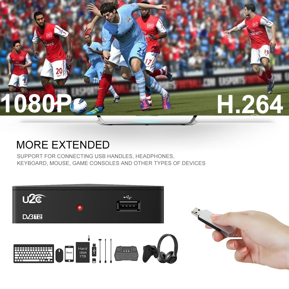 Цифровой ТВ-тюнер DVB T2 Vga TDT DVB-T2 ТВ-рецептор Wifi ресивер DVBT2 DVB-C телеприставка DVB-T H.264 AC3 Dolby Youtube Full HD