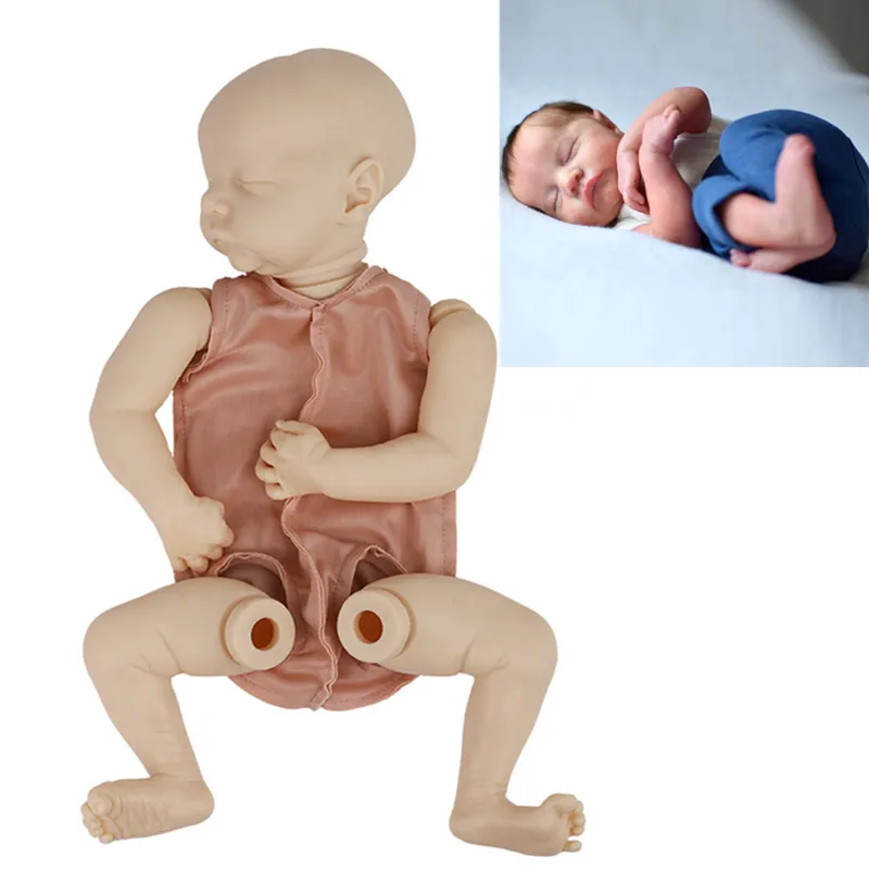 

17inch Unpainted Unfinished Doll Part Sleeping Baby Vinyl Reborn Baby DIY Blank Doll Kit Fabric Newborn Body In Stock Fast Ship