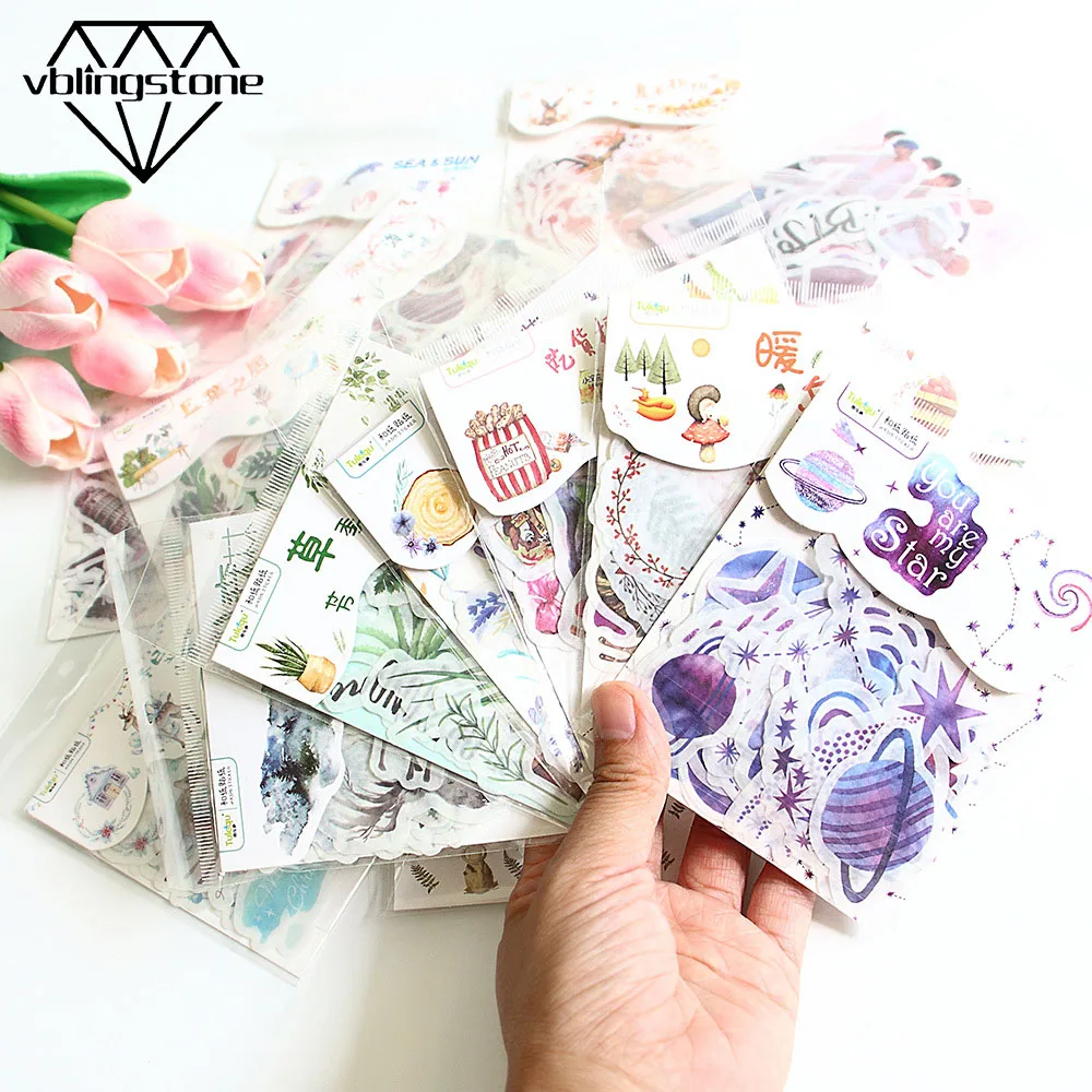 

40Pcs/pack Cute Stickers Animal/Plant/Sea/Sky Paper Stickers For Children Diary Album Decorative Stickers Journal Scrapbooking
