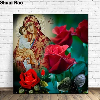 

diy Diamond Painting"Virgin and Child"Diamond Embroidery Full square round drilling 5d Diamond Mosaic kits Anastasia and rose,