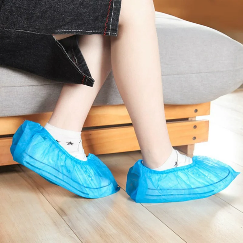 

100pcs Disposable Cleaning Shoe Cover Plastic Waterproof Safety Shoe Boots Cover Thick Outdoor Rainy Day Carpet Protective Tools