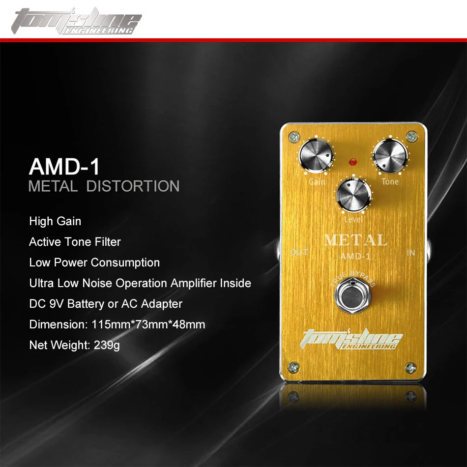 Арома Tom'sline AMD-1 искажение металла электрогитара эффект педаль настоящий обход алюминиевый сплав аксессуар для гитары