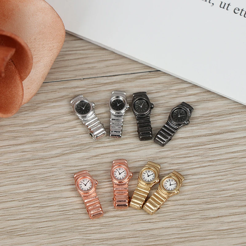 

1/4pcs/lot Metal 1:12 Scale Miniature Watch for Dollhouse Decor Mini Furniture Toy Accessories Multiple Colour