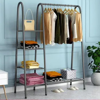 

Clothes Hanger Coat Rack Floor Hanger Storage Wardrobe Clothing Drying Racks Multi-layers Iron Clothes Storage Shelf Wardrobe