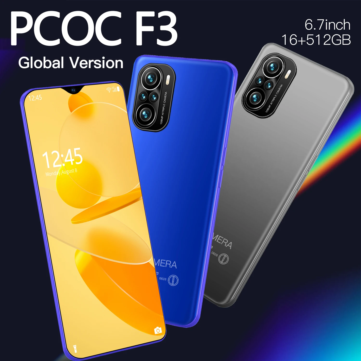 [Глобальная версия] Φ PCOC F3 Pro смартфон с диагональю 6 7 дюйма 16 ГБ + 512 Аккумулятор 6000
