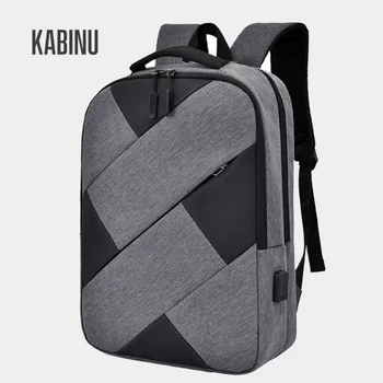 

2020 new personalized color contrast USB backpack fashion youth backpack leisure large space business style computer bag