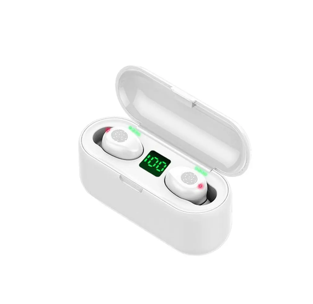 

Touch headset binaural with mobile phone charging compartment earbuds sports headset with digital display