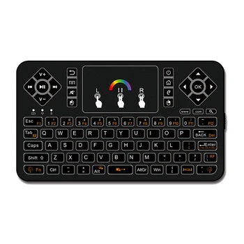 

Mini Wireless Keyboard with Presspad, 2.4Ghz Colorful Backlit Rechargeable Remote Control for Phone, Android TV Box, Projector,