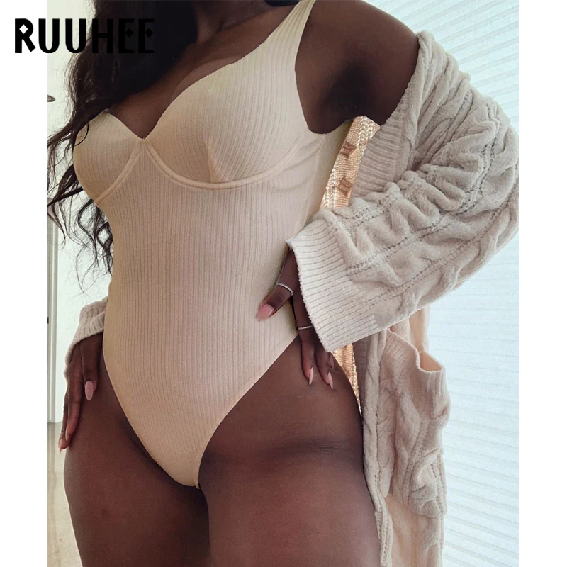 RUUHEE, сдельный купальник,, купальник для женщин, открытая спина, боди, Одноцветный, с высоким вырезом, купальный костюм, женский бикини, летняя пляжная одежда
