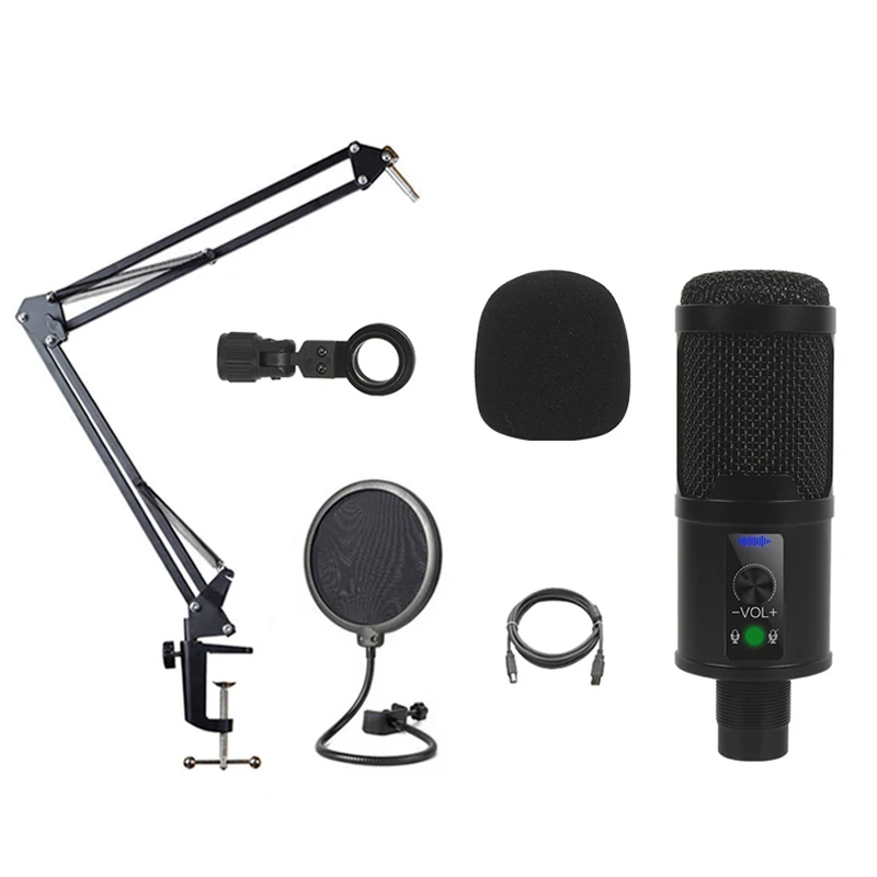 Micrófono de condensador USB profesional para grabación de PC, micrófono con soporte ajustable PARA Karaoke, videojuegos, Streaming, Mikrofon