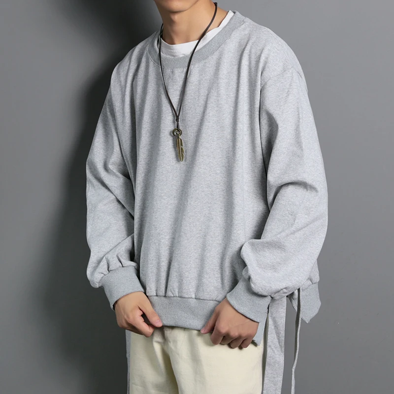 

2019 Autumn Men's New Casual Solid Color Long-sleeved Round Neck Loose Temperament Trend Cotton Hoodies Harajuku M-5XL