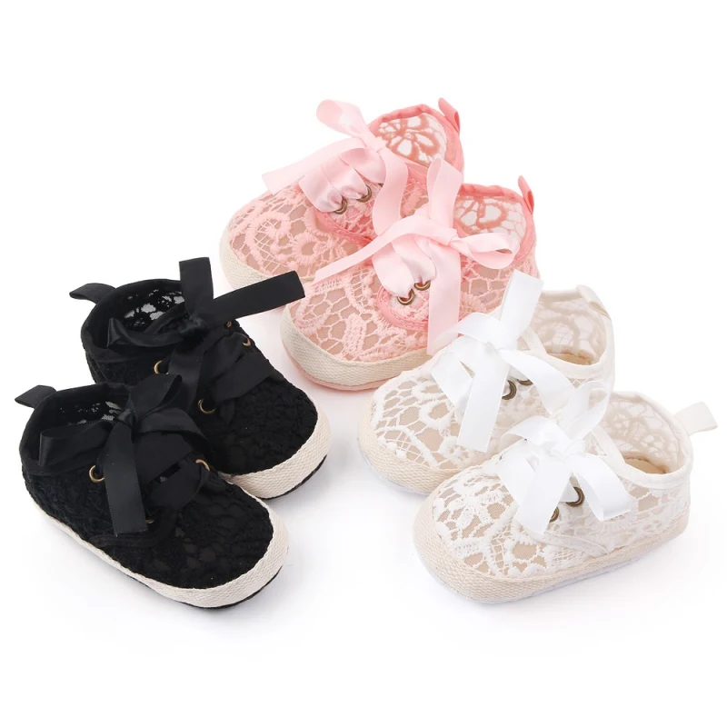 Осенняя Милая дышащая нескользящая обувь с цветочным рисунком для новорожденных девочек; обувь для малышей с мягкой подошвой и бантом; обувь для прогулок