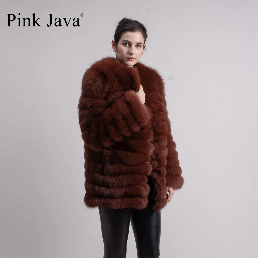 Розовая JAVA QC1823 женская шуба из натурального Лисьего меха Верхняя одежда из натурального Лисьего меха пушистый мех осень и зима новое поступление