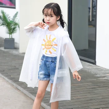 

Large Size Kids Waterproof Raincoat Transparent Plastic Children Hooded Raincoat Overall Stylish Impermeable Rainwear 5050ET
