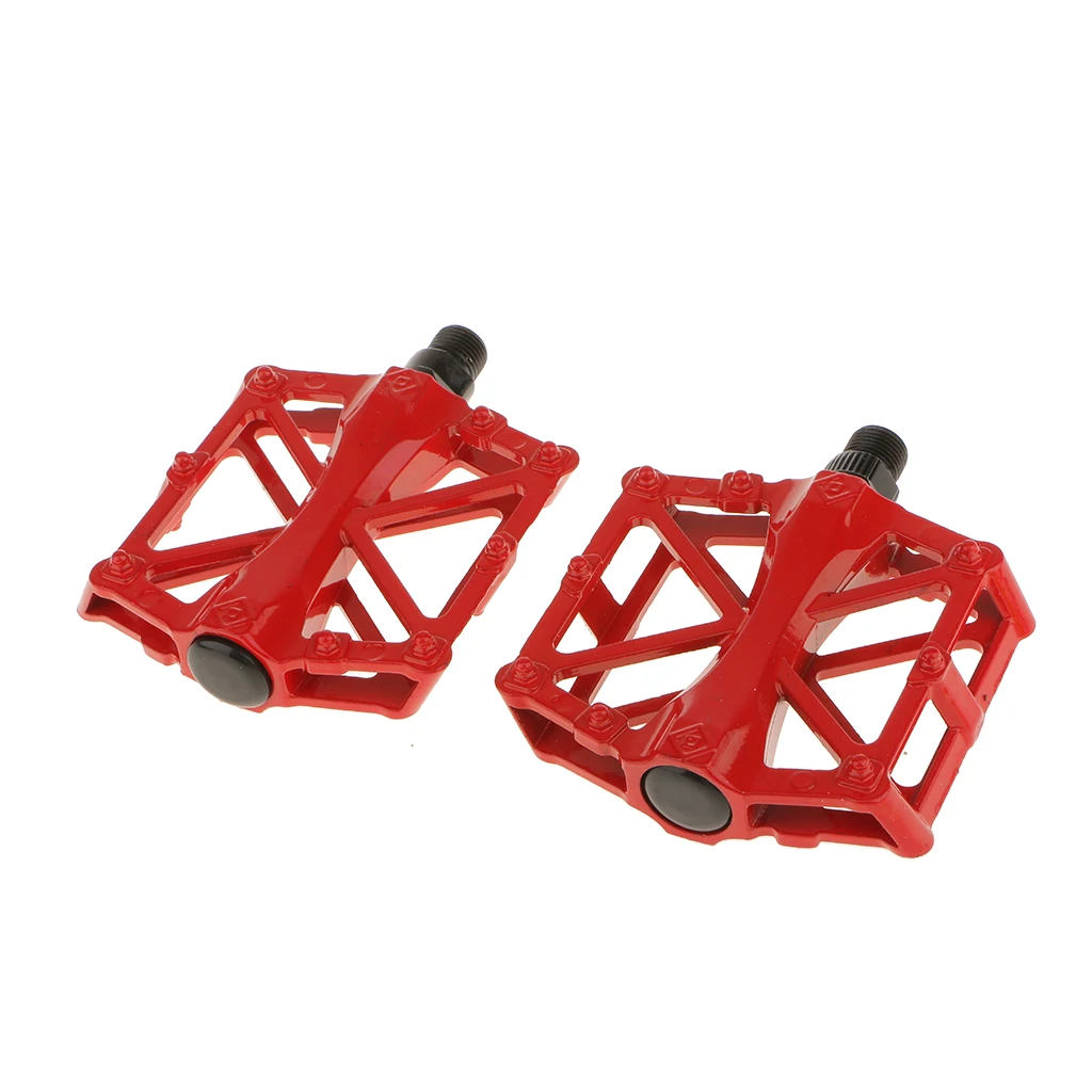 2x велосипедные педали 9/1" горный велосипед шариковый подшипник алюминиевая плоская платформа красный