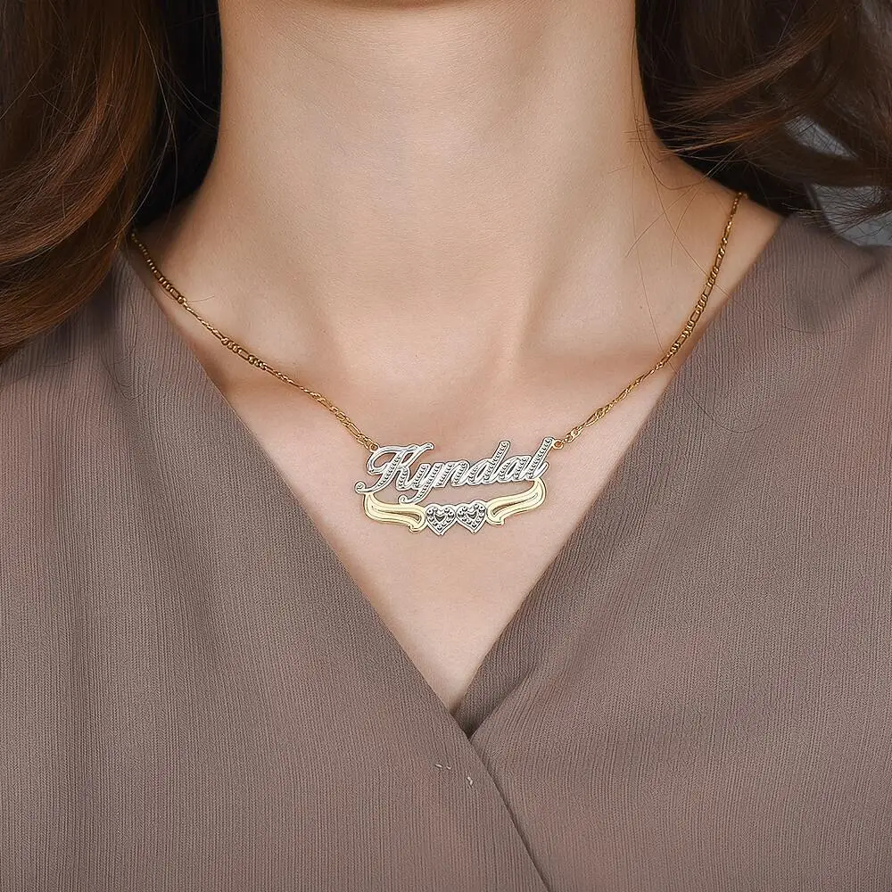 925 Silver Gold Plated Personalized Two 