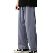 

Summer Light Weight Pants Men 2021 Thin Elastic Straight Trouser Pants Men Korean Streetwear Wide Leg Oversize Pants Sweatpants