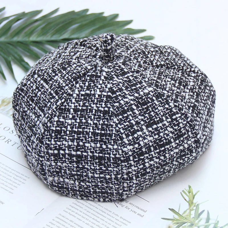 Casquette г. Осенне-зимние твидовые береты женские элегантные женские шляпы художника модные шляпы газетчика BTM06