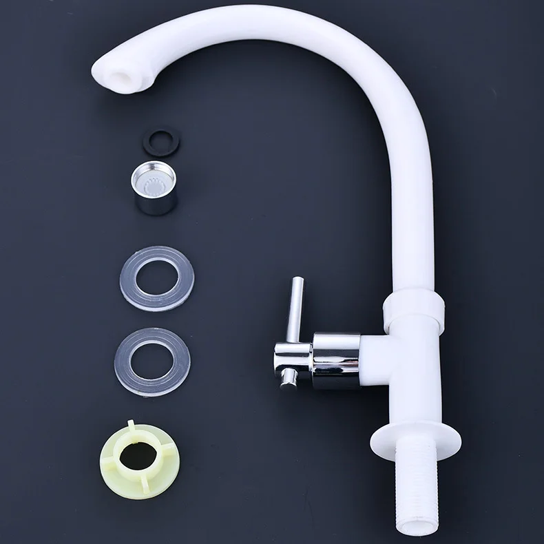 WhiteTapKitchenBigFaucetPlasticWhiteColorTapSingleColdWater