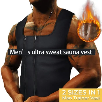 

Men's Neoprene Zipper Vest Enhancing Thermo Body Shaper 2 Size in 1 Slimming Waist Belly Tank Top Fitness Corset Sweat Shapewear