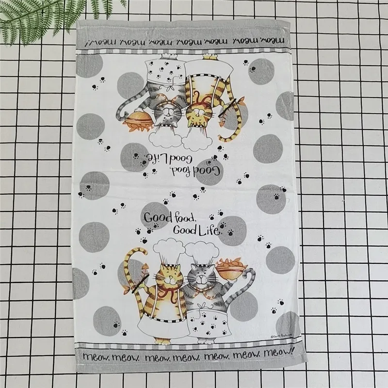 1Pc 41x64cm Cotton Tea Towel Dish Cleaning Cloth Colorful Printed Napkins Cooking Tools Kitchen Towels