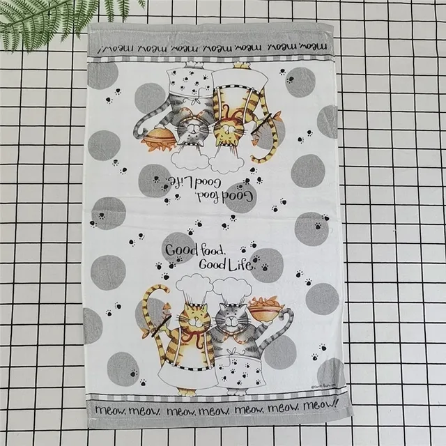 1Pc 41x64cm Cotton Tea Towel Dish Cleaning Cloth Colorful Printed Napkins Cooking Tools Kitchen Towels Style 3