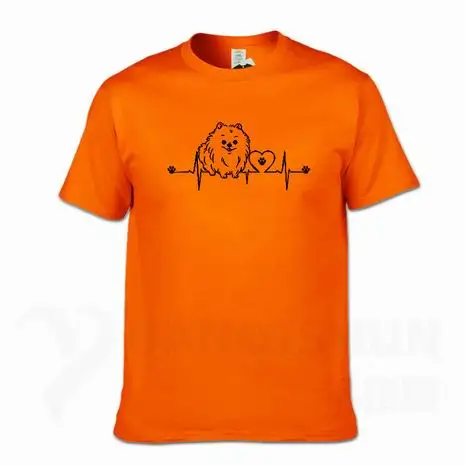 New Funny Pomeranian T Shirt Unisex Short Sleeve O-Neck 16 Colors Cotton Casual Cute Heartbeat Dog T-shirt Girls Woman Tshirt