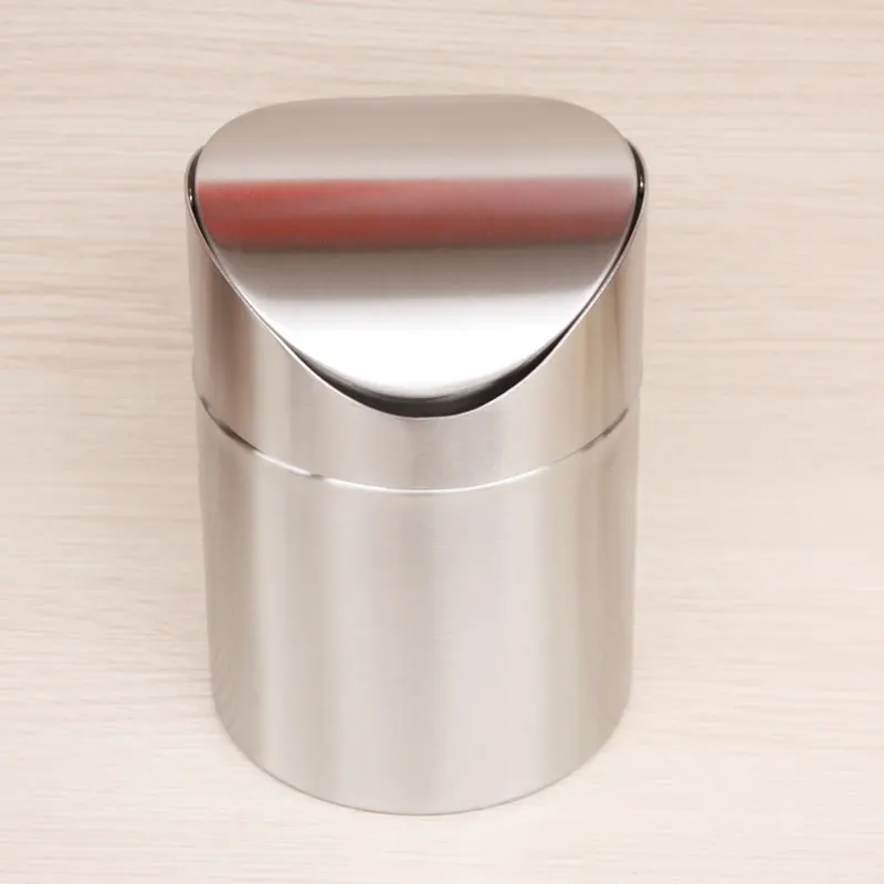 silver(D12xH16.5cm) Мини-мусорное ведро для стола с маленькой столешницей, мусорное ведро для офиса, ванной, кухни, мусорная корзина 1,5 л/0,40 галл - Цвет: silver(D12xH16.5cm)