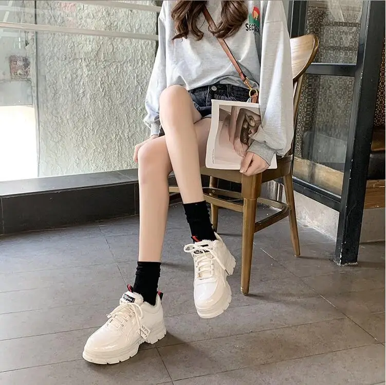 Mhysa Autumn Shoes Woman Sneakers Lace Up Women Leather shoes Flats Vulcanized Shoes Comfort Winter Women's Footwear L1092