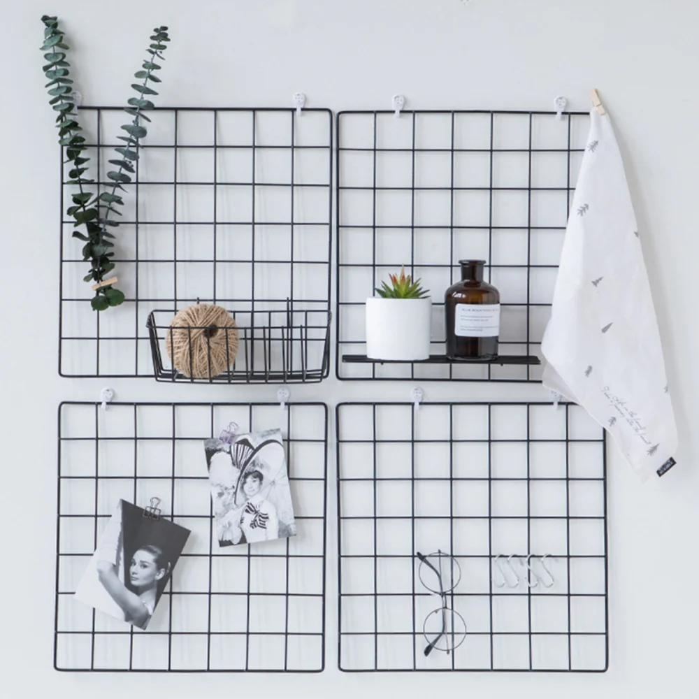 Hanging Photo Frame Metal Wall Mesh Grid Bedroom Living Room Iron Multi