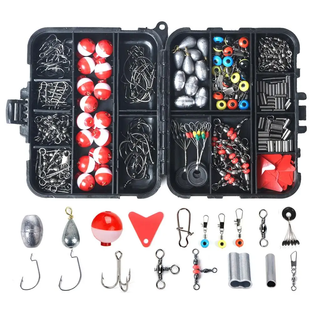 

Fishing Accessories Box Fishing Kit with Fishing Tackle Box Fish Hook Fishing Swivels Snaps Sinker Slides Fishing Gear