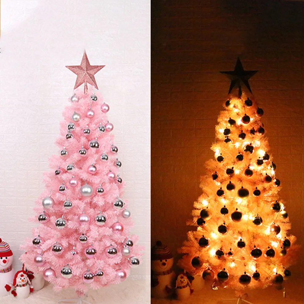 

60cm Pink Christmas Tree With LED Light DIY Artificial Christmas Tree Xmas Party Holiday Ornament Home Decor Office Decorations