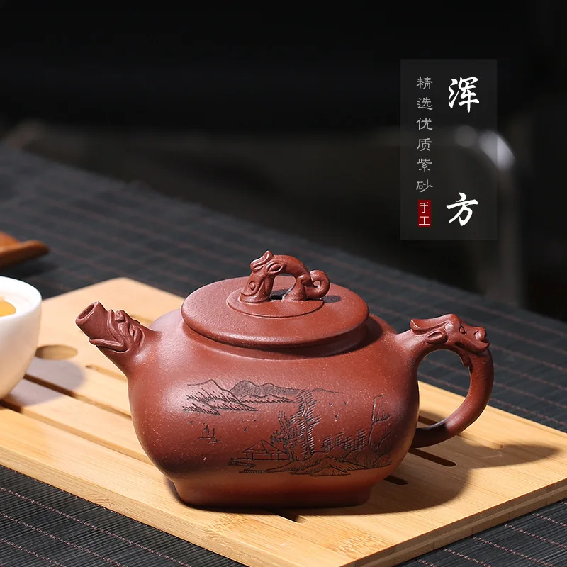 

Purple clay yixing teapot raw ore handmade authentic kung fu kettle zisha drinkware