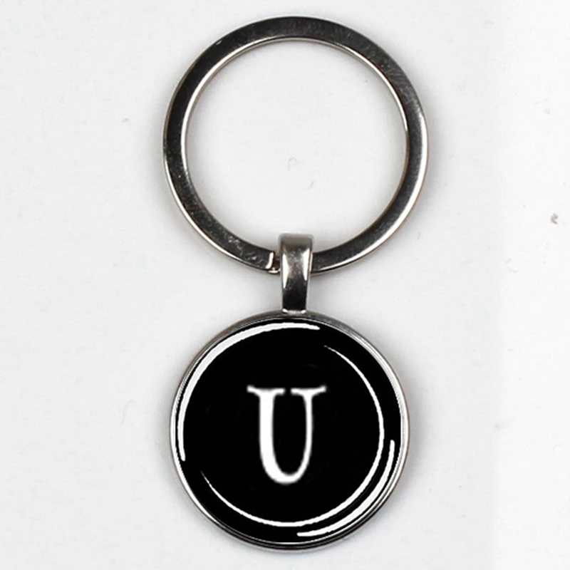 XKHLHJ 26 English alphabet keychain name first letter ABCD pendant  key chain car wallet handbag men and women jewelry gift