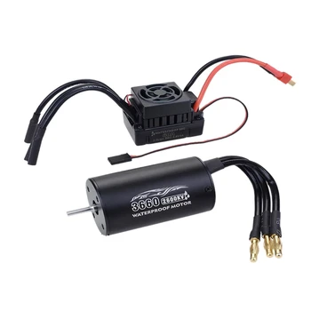 

3660 Sensorless Brushless Waterproof Motor & 60A Brushless ESC Combo Parts for 1/10 RC Buggy Car 2600KV
