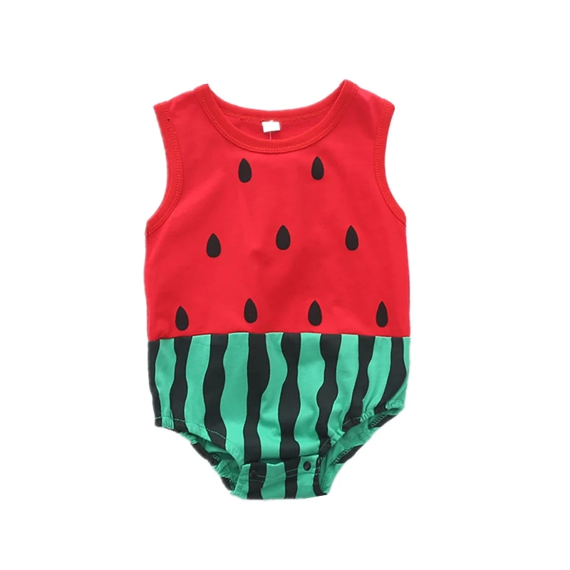 Newborn Knitting Romper Hooded  Unisex Baby Boys Girls Fruit Clothing Sleeveless Summer One Piece Romper Watermelon Rompe Costume Cotton Triangle Jumpsuit Newborn Knitting Romper Hooded 