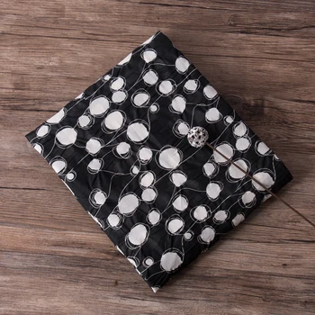 

High quality cotton salt shrinkage fabric Summer thin style white dot with black background tissu High end dress clothing sewing