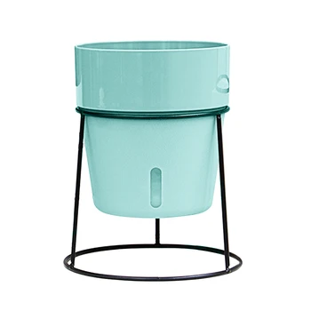 

Indoor Decorative Vase Nordic Style Garden Green Planter Flowerpot Set With Iron Stand Balcony Self Watering Fleshy Living Room