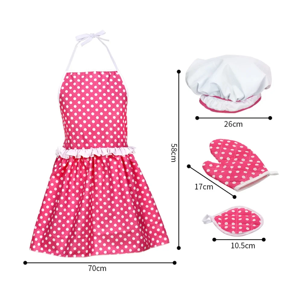22Pcs/Set Girl Kids Cooking Apron Baking Set Chef Hat Mitt & Utensil for Toddler Dress Up Chef Costume Role Play House Toy