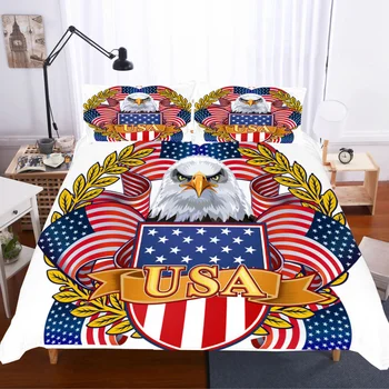 

Fanaijia animal 3d Bedding Set Luxury USA eagle Duvet Cover Set with Pillowcase Bed Set Queen Comforter Sets