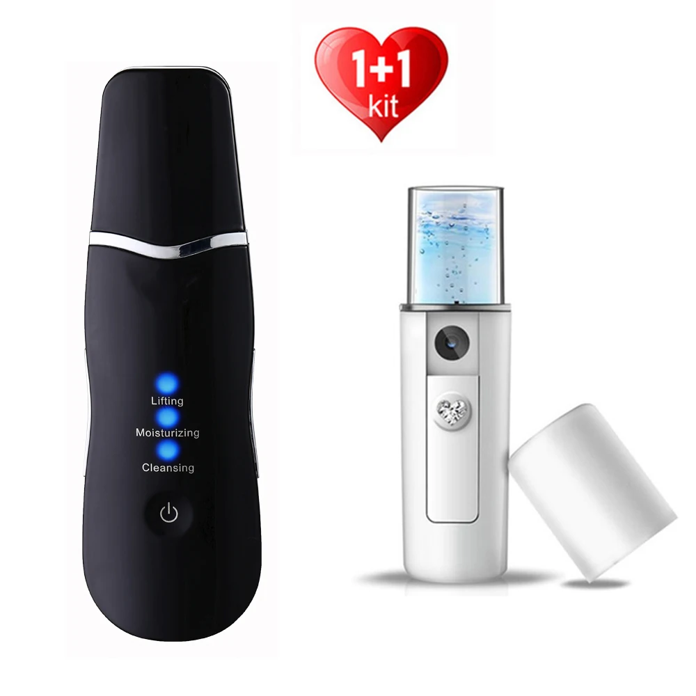 

Ultrasonic Skin Scrubber Nano spray Ultrasonic peeling SPA Spatula Face Deep Cleaning Cavitation Peeling Remove Blackhead Acne