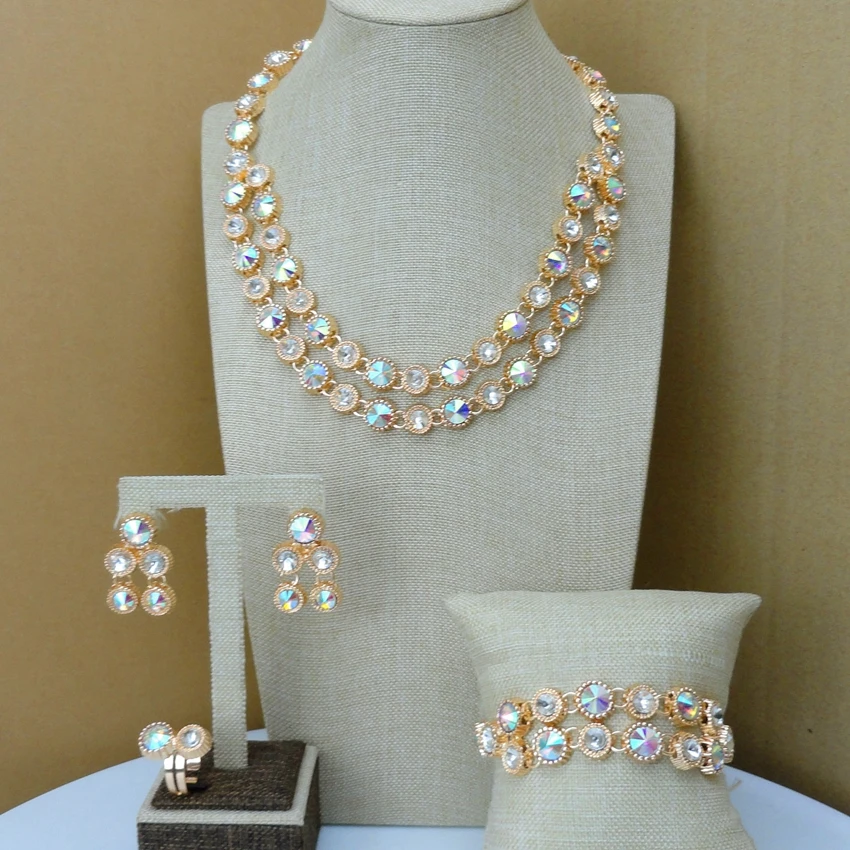 

Yuminglai Colorful Rhinestone Fashion Elegant Design African Jewelry Sets For Nigerian Women FHK7061