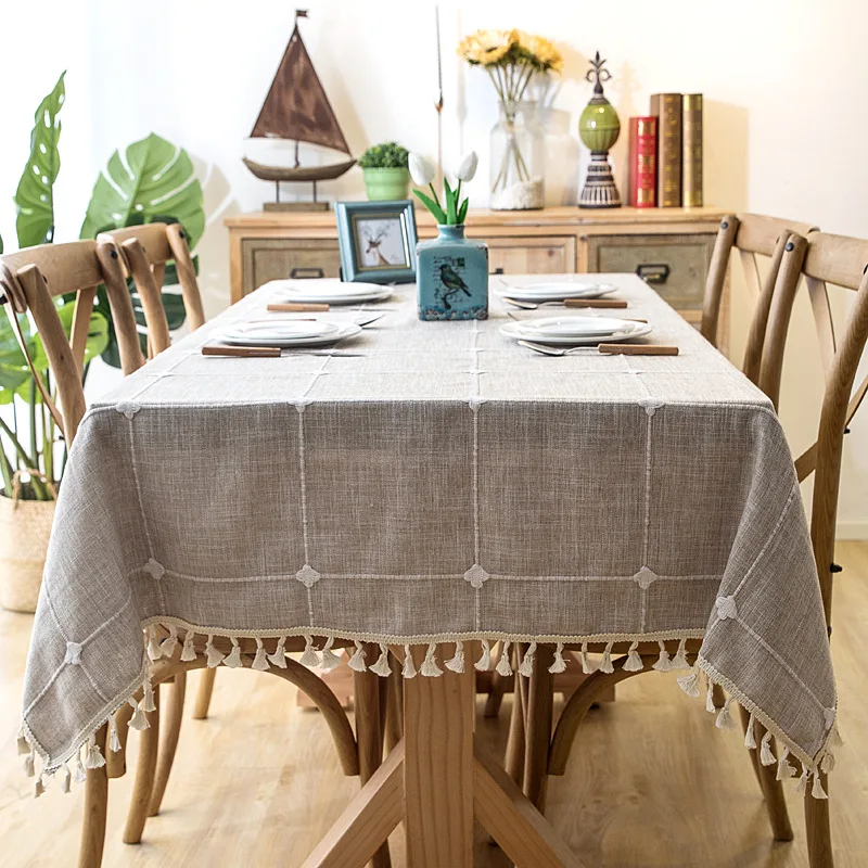 plaid table cloth tablecloth Imitation cotton fringed rectangular Dining Table Cover coffee table cloth tablecloths mantel