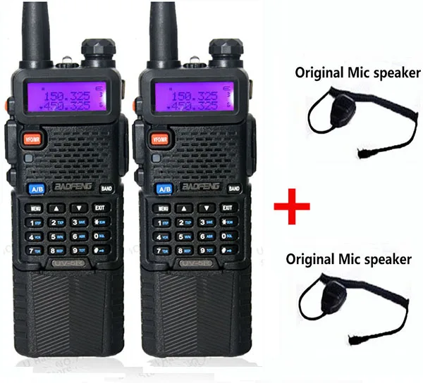 2 шт. двухсторонняя рация Baofeng uv-5r 3800 аккумулятор для CB Ham радиостанции uv 5r VOX Comunicador портативные радионаборы - Цвет: add 2 mic speaker