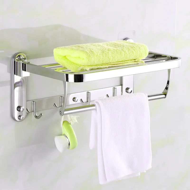 

Thick Stainless Steel Light Towel Rack Foldable Activity Frame Toilet Bathroom Toilet Double Layer Storage Towel Rack