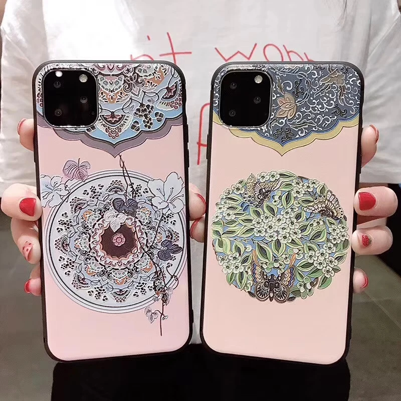

For Samsung Note 10 Plus Embossed Chinese Floral Butterfly Pattern For Samsung Galaxy S20 + S10E S9 A30 A50 A70 Soft Case Back