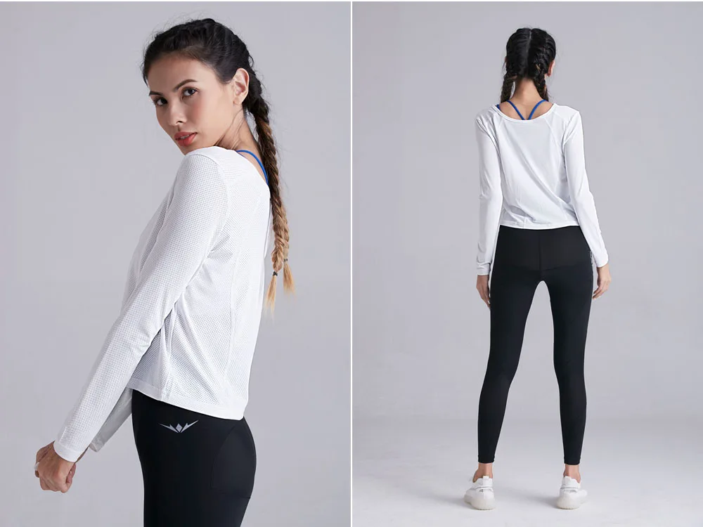 Moonglade Yoga Clothes Fitness Clothes Long-sleeved T-shirt Solid Color Beautiful Back Tops Quick-drying New Sports Running